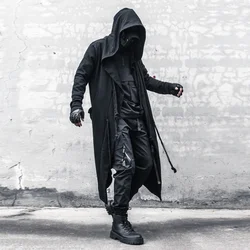 ARENS Men's Tide Spring Autumn Darkwear Warrior Large Size Windbreaker Gothic Style Long Coat Punk Cloak Hooded Wizard