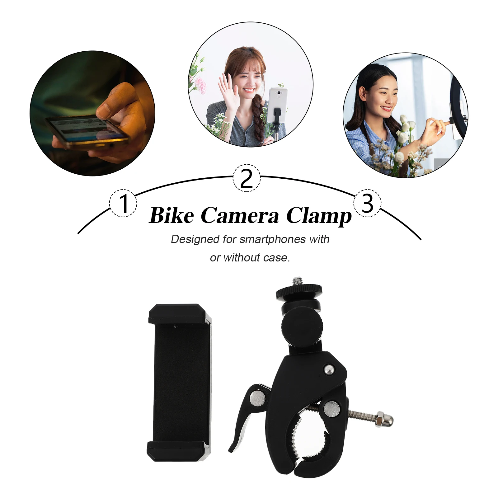 

2 Pcs Stand Camera Holder Bike Handlebar Clamp Motorcycle Phone Mount Position Rotation Slip