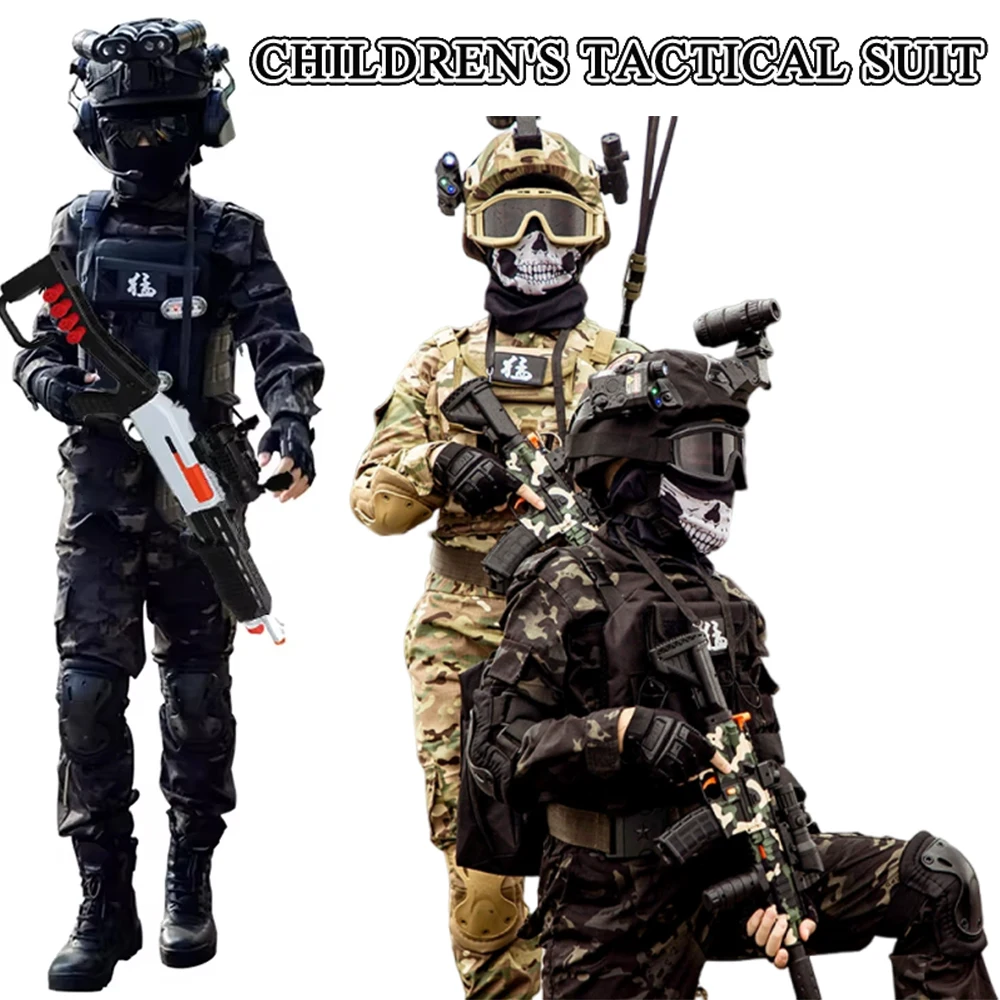 

Helmet Set Airsoft Camouflage Combat Shirt Pants Boys Girls Us Army Military Uniform For Field Hunting Camping Clothing Use