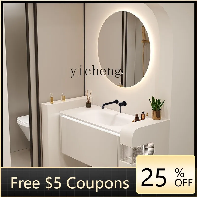 

W31-hole ceramic integrated basin bathroom cabinet solid wood concealed into the wall drainage washbasin washbasin combination