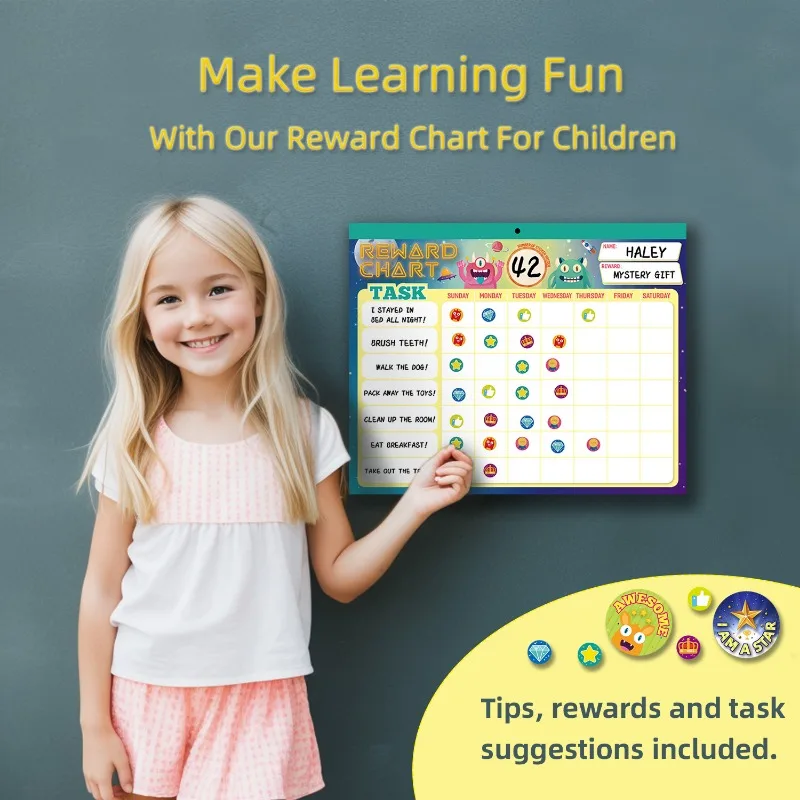 Whiteboard English Children Magnetic Form Self-discipline Table Reward Plan Table Good Habit Tear Sheet Sticker Book Perforation