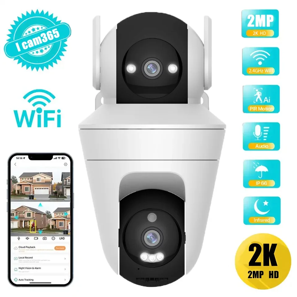 

HD-камера наблюдения с интеллектуальным отслеживанием движения IP65 Водонепроницаемая двусторонняя голосовая связь и ночное видение для безопасности