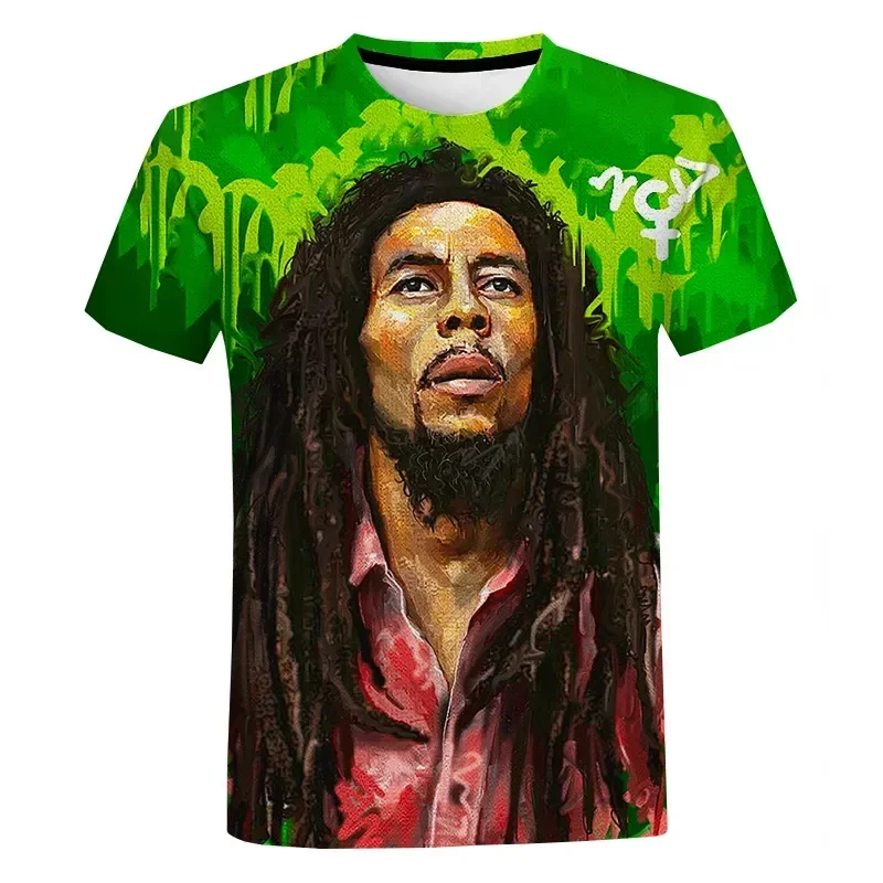 Fashion Reggae Bob Marley 3D Print T Shirt for Man Causal Oversized T-shirt Hip Hop Harajuku Street Round Neck Short Sleeve Tops