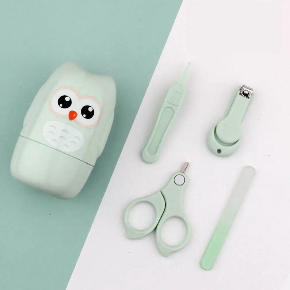 4pcs Newborn Baby Nail Scissor Care Tool Kid Safe Portable Clipper Trimmer Tweezer with Box Children Manicure Kit