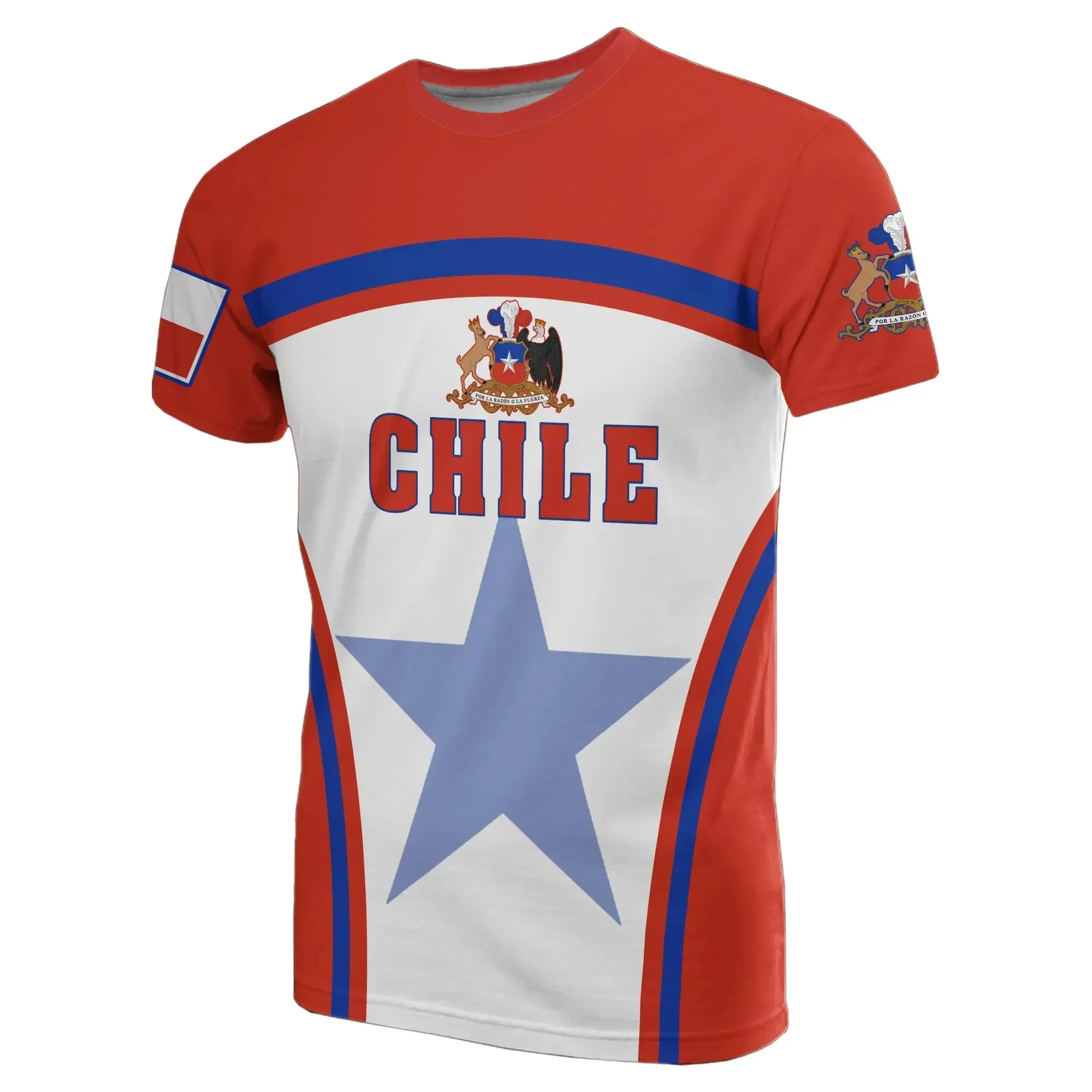 Tshirts Chile National Flag 3D Print Summer Tees Streetwear Crew Neck Short Sleeve Casual T Shirt Oversize Men Women Kids Tops