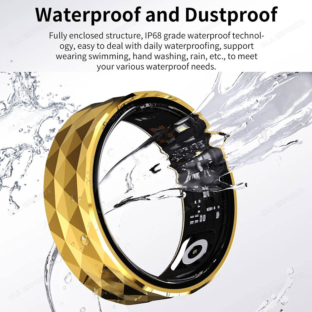 New Smartring Men Military Grade Titanium Steel Shell Health Monitor 5ATM Waterproof Multi-sport Modes Bluetooth SmartRing Women