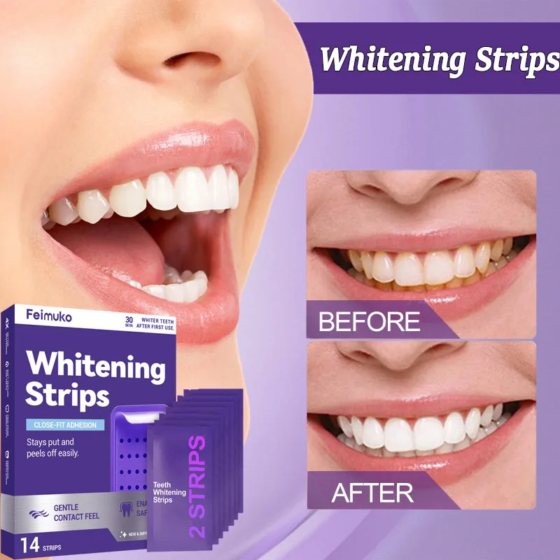 Purple Teeth Whitning Strips Oral Hygiene Mint Fresh Breath Brighten Tooth Bleaching Lasting Oral Care Tooth Brightening Patches