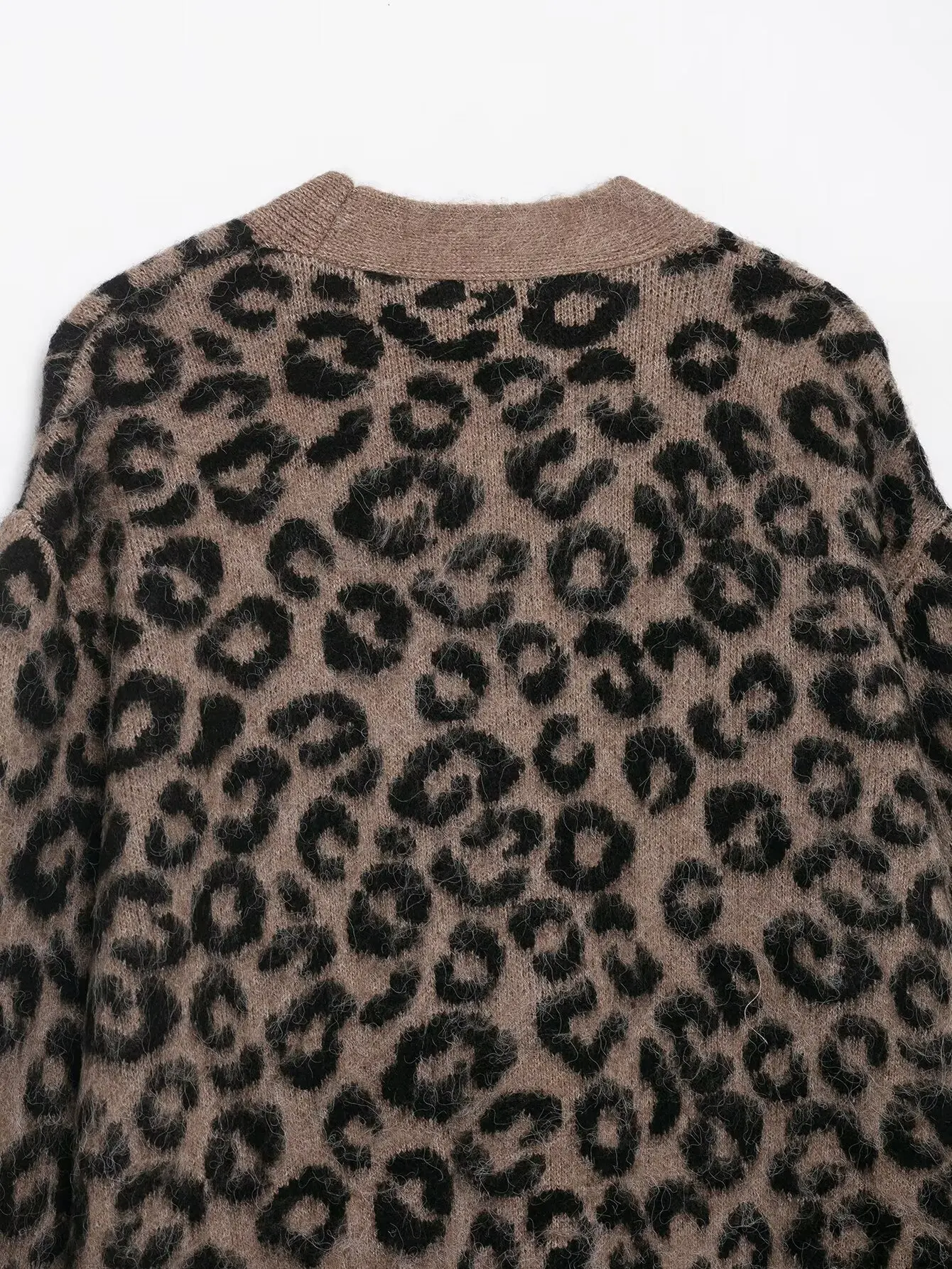 Dave&Di Woman Clothing Spring Autumn Knitwear Cardigans British Fashion Leopard Jacquard Single Breasted Jacket Women Tops 5