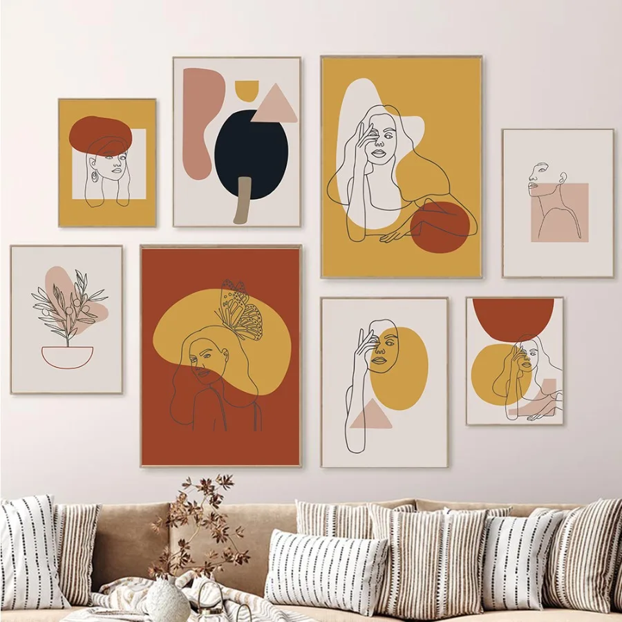 

Abstract Geometric Poster Matisse Face Line Canvas Painting Nordic Modern Living Room Wall Art Print Picture for Home Decor