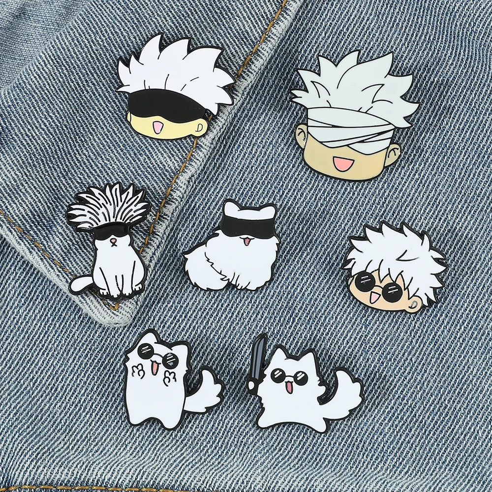 Jujutsu Kaisen Enamel Pin Cartoon Anime Brooches Animals Cat Custom Metal Hat Lapel Clothes Backpack Jewelry Friends Fans Gift view 6