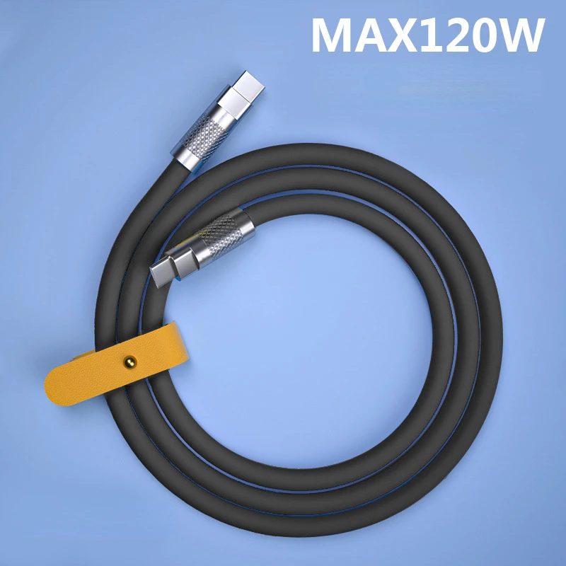 Cable de carga súper rápida, cargador tipo C a tipo c, 120W, 7A, Cable de silicona líquida de aleación de Zinc para Xiaomi, Huawei, OPPO, 1m, 1,5 m,