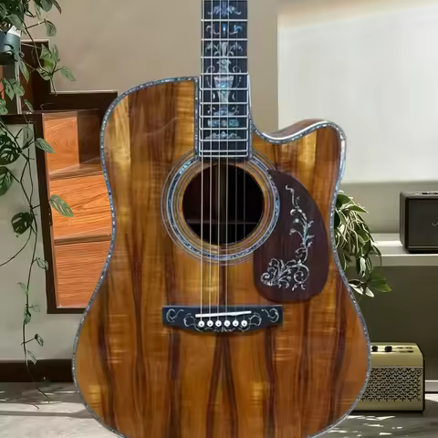 D45 Series Brown KOA Body Ebony Fingerboard Painting Neck High Customized Solid Top Acoustic Guitar Country Music Free Shipping