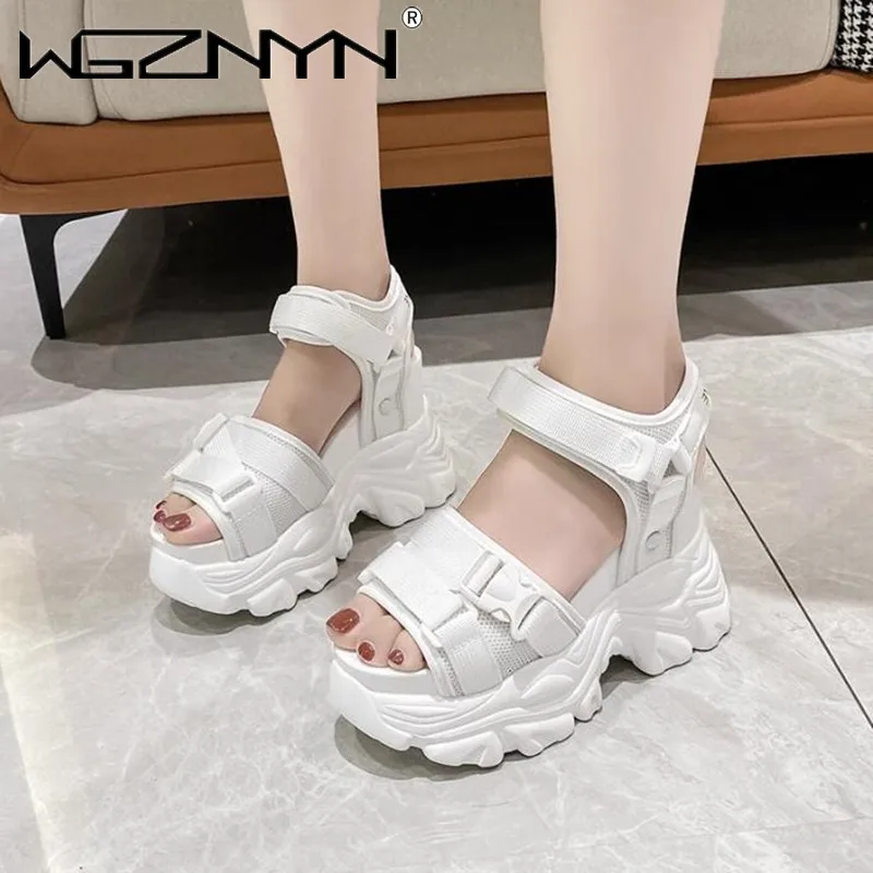 NEW Summer Women Sport Sandals Ladies Wedge Sandal Buckle High Heels Platform Shoes Woman 2024 Hoof Woman Thick Bottom Sandalias