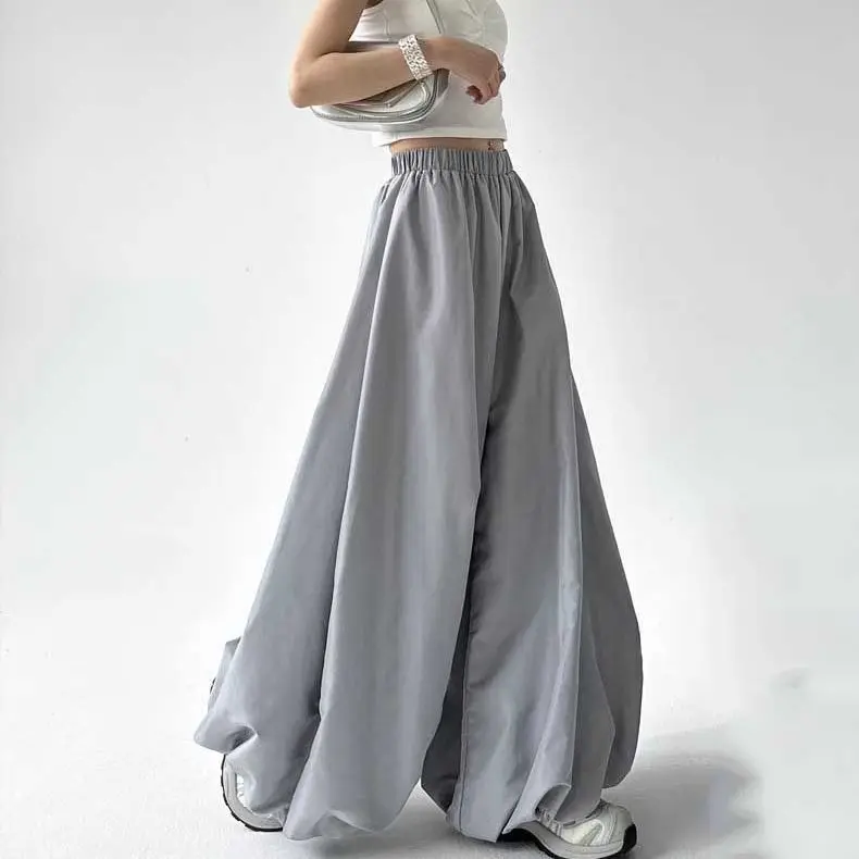 

Retro Japanese bloomers women's summer loose and thin elastic high waist drape versatile casual ice silk wide-leg pants skirt