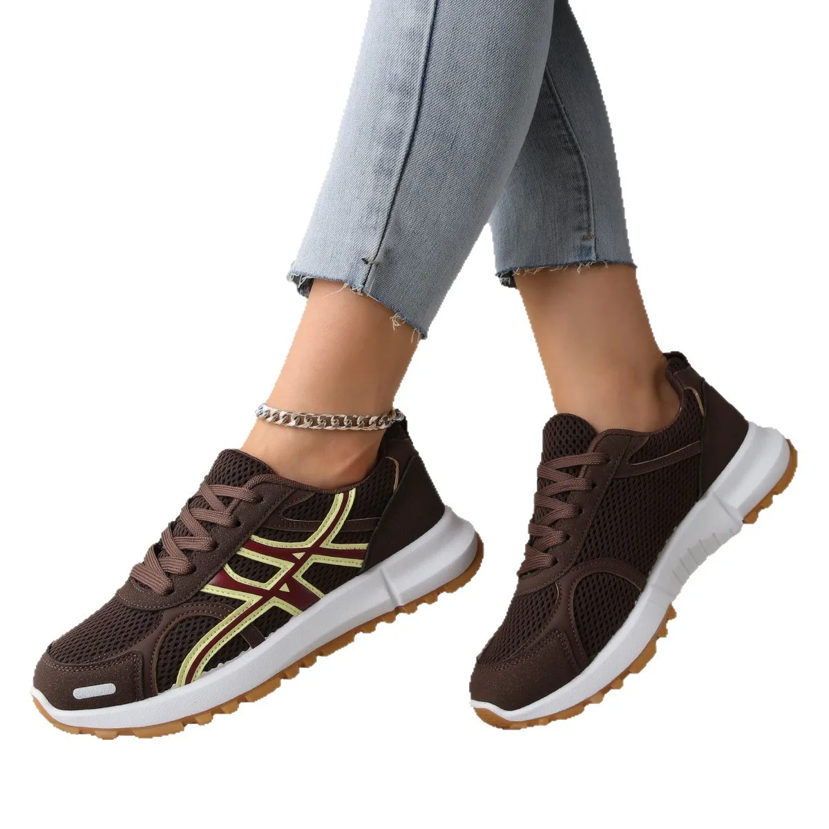 

Женская тонкая модная обувь на толстой подошве с крестом и круглой головкой, женская удобная дышащая повседневная износостойкая обувь, Zapatos De Mujer