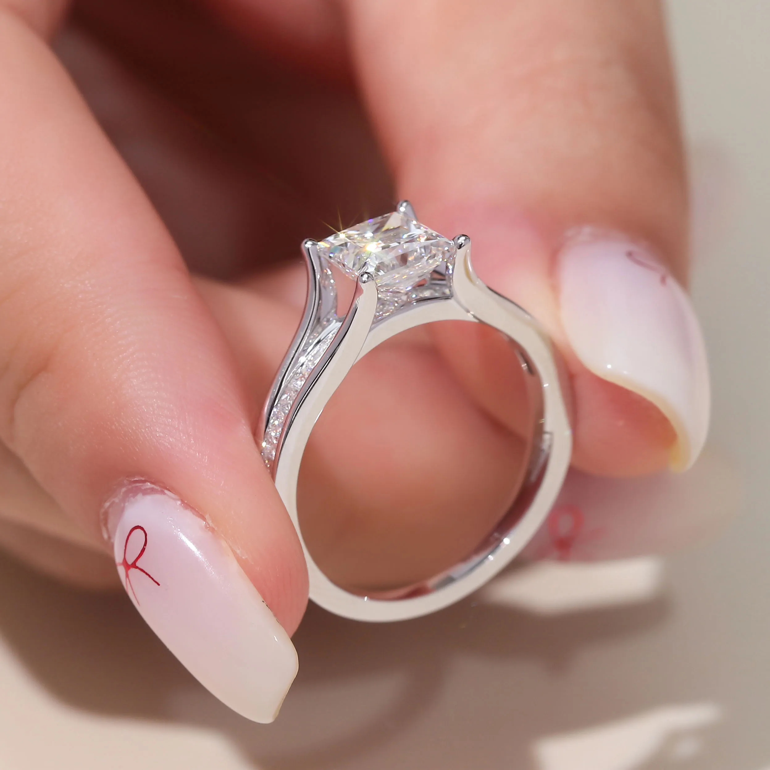 프로방스 결혼 반지 14KGold IGI EF/VS 프린세스 컷 랩 다이아몬드 반지 여성용 약혼 파인 쥬얼리 맞춤형 맞춤