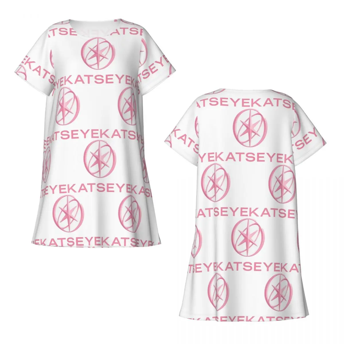 

Custom KATEYE Kpop Group Short Sleeves Nightdress For Sleeping Sleepshirts Women Short Sleeve Nightgowns Loose Pajama Dress