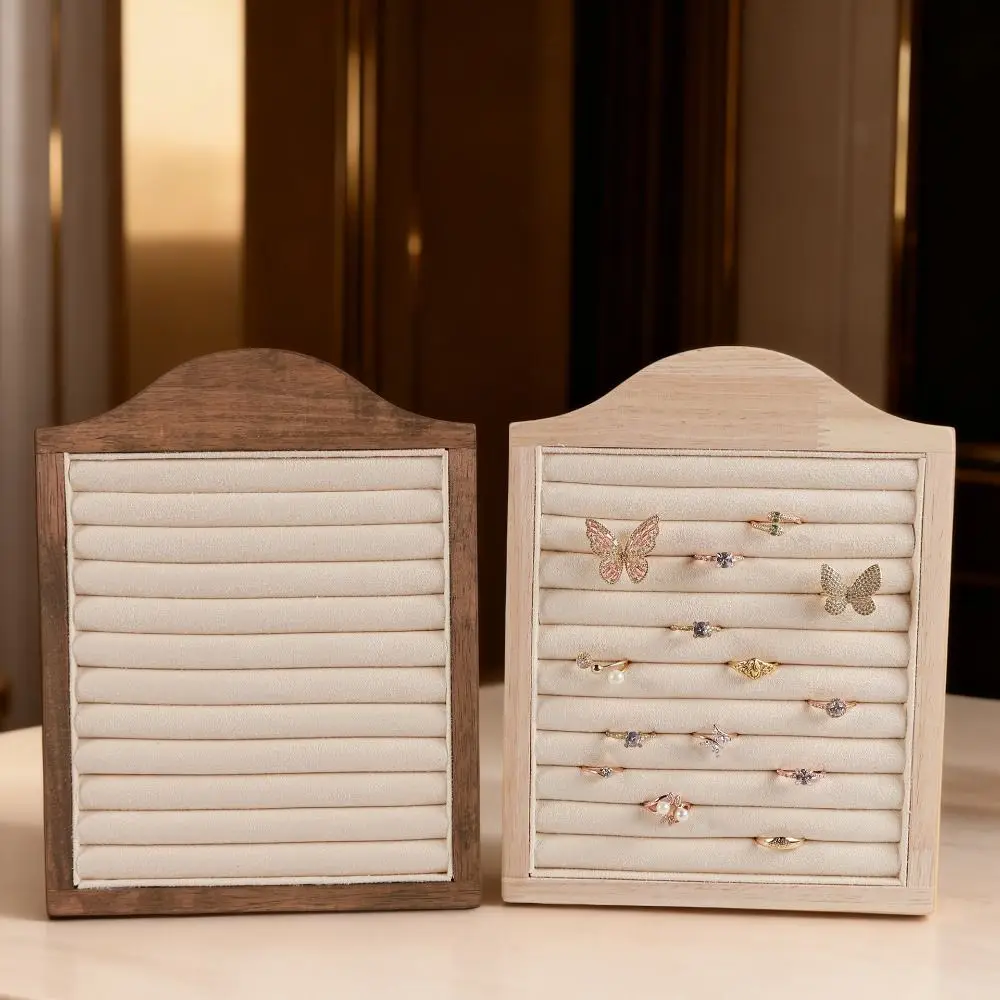 

Подставка для ювелирных изделий из массива дерева с бархатными вставками, многоуровневый лоток для украшений, вертикальный органайзер для серег с несколькими отделениями