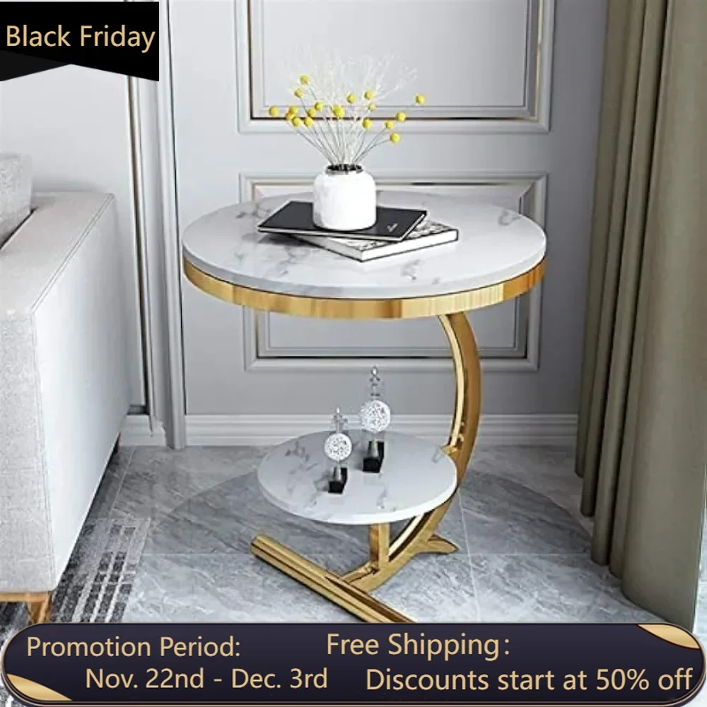 Luxury Marble End Table Decor & More Round Coffee Table Shelf for Home & Living Room |Gold Coffee Table|Outdoor&Indoor Furniture