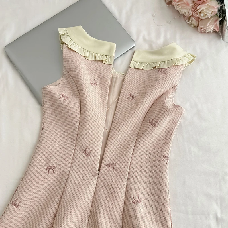 MEXZT słodka różowa Mini sukienka moda damska Kawaii kokarda na imprezę patchworkowe sukienki koreańska elegancka sukienka letnia Bodycon Vestidos nowość