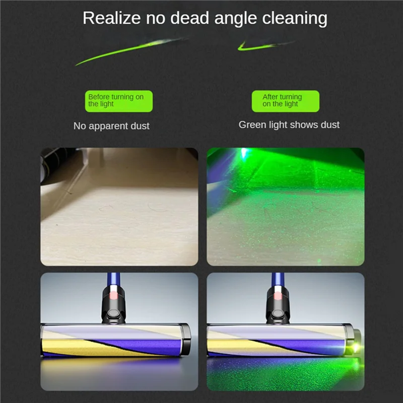 أضواء الغبار للمكنسة الكهربائية A83X-2X بشكل واضح لعرض غبار الحيوانات الأليفة، مصباح LED قابل لإعادة الشحن، مرفق مكنسة كهربائية عالمي باللون الرمادي