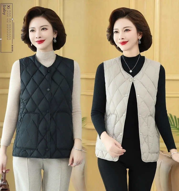 

Модный утепленный хлопковый жилет для женщин среднего возраста, зимняя одежда, одежда для мам, жилет с подплечниками, утолщенный.
