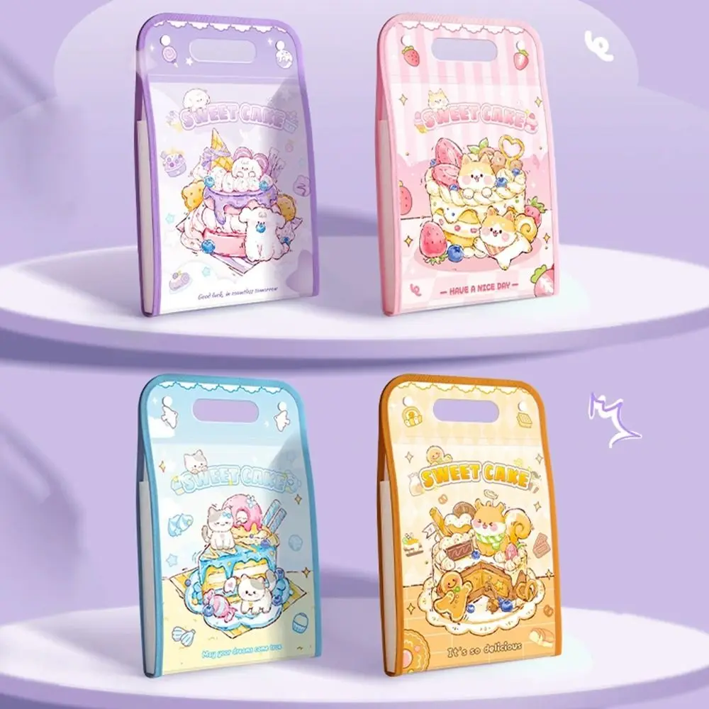 

Cartoon Animal A4 File Folder Large Capacity Waterproof Vertical Hand-held Bag 3-Layer Expanding Data Sorting Storage Bag