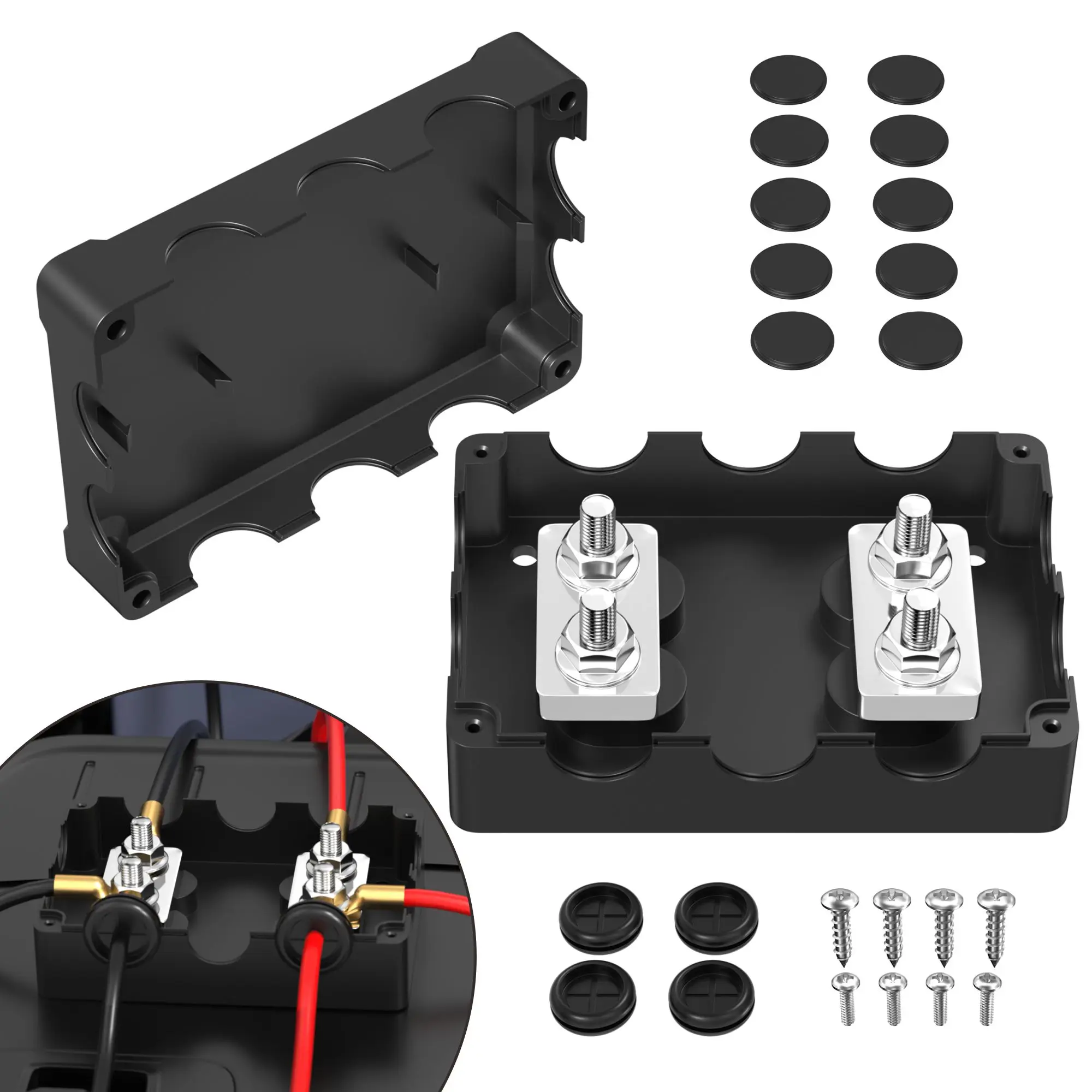 

Блок распределения питания на 400 А, шина для тяжелых условий эксплуатации с шпилькой 5/16 дюйма, медная двойная шина, шина, 48 В постоянного тока, морской терминал, распределение