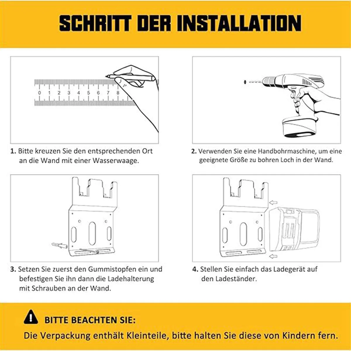 BAAQ Wandhalterung für DCB112 Ladegerät und 20-V-Batterie, Batteriehalter und Ladegeräthalter für Werkzeugraum und Garage