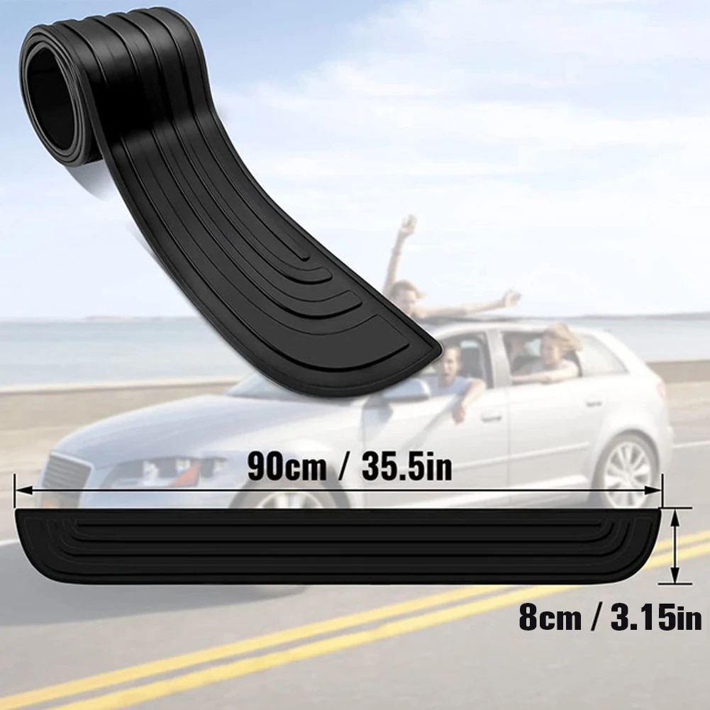 Car Trunk Door Sill Plate Protector Anti-Scratch Rubber Mouldings Pad Trim Cover Strip Car Rear Bumper Guard Plate Cover Trim