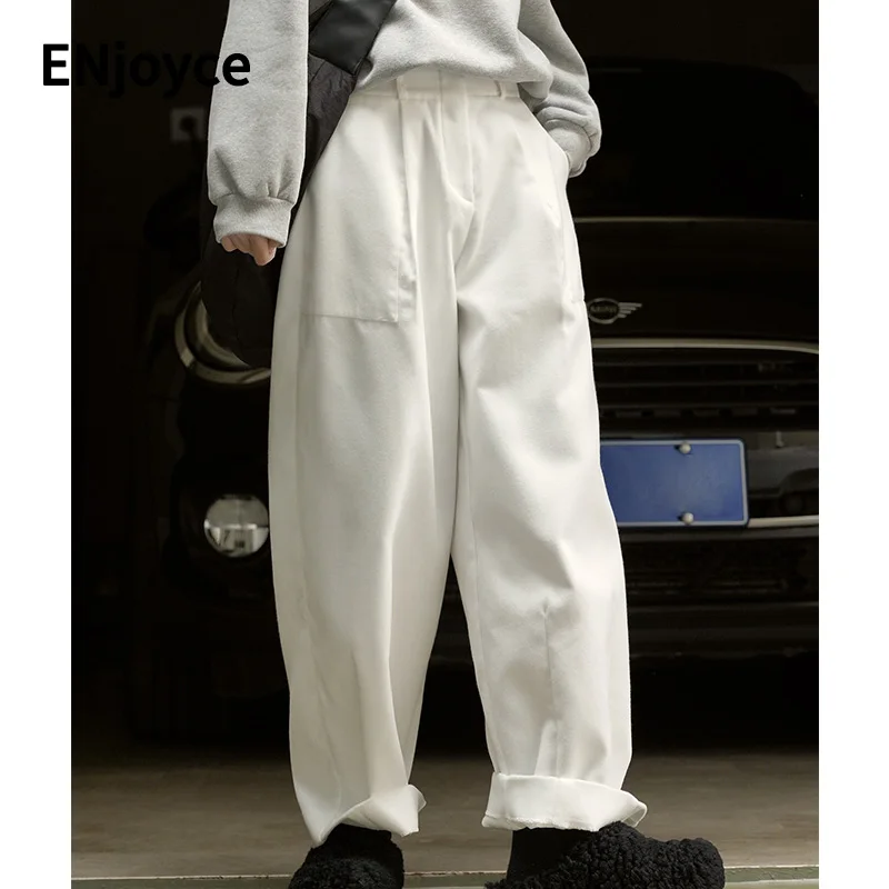 

Winter Women Loose Thickened Sweatpants Wide Leg Pants Japanese Harajuku Streetwear Casual Loose Elastic Waist Workout Trousers