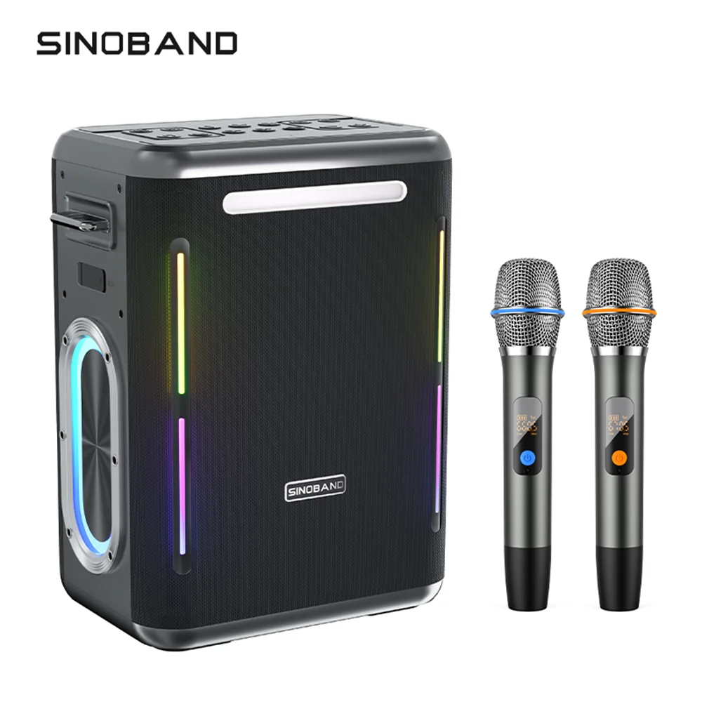 

Portable Subwoofer Super Loud Big Powered Bt Sound Box Karaoke Blue Tooth Party Speaker with 2pcs Wireless Mic