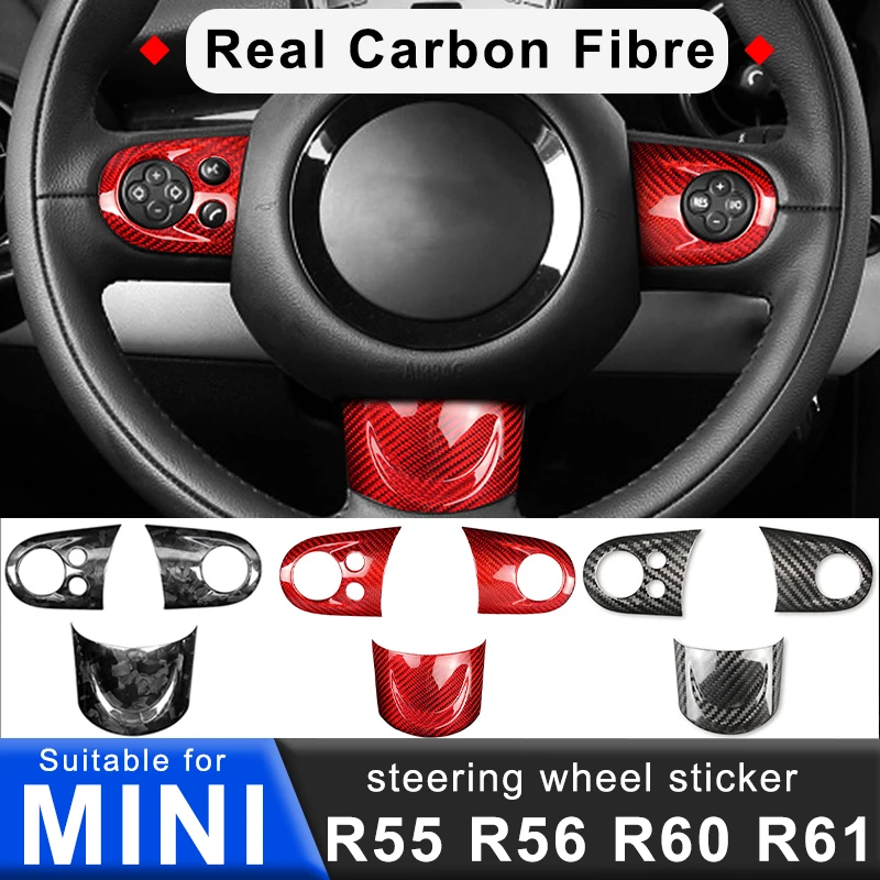 

Car Interior Modification Steering Wheel Carbon Fibre Sticker For MINI ONE Cooper S JCW R55 R56 R60 R61 R57 R58 R59 Accessories