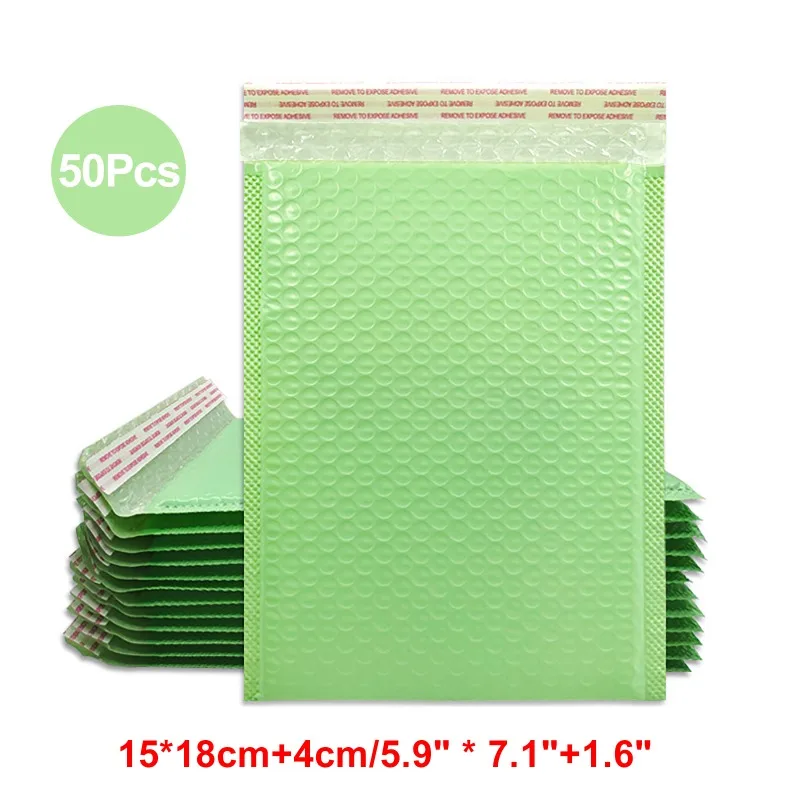50pcs/set Waterproof And Thickened Bubble Envelope Bag Light Green Bubble Padded Envelopes Clothing Express Packing Bag