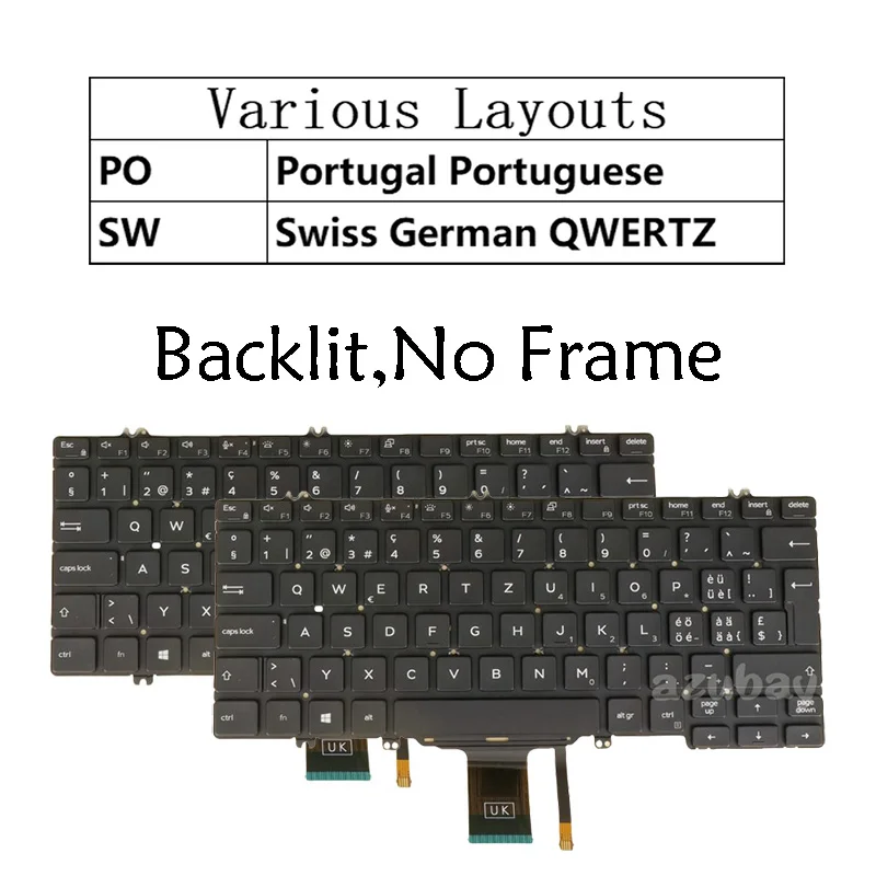 Laptop Keyboard for DELL Latitude 5310 5310 2in1 5300 2in1, 5300 7300, 09PMK8 0FPMHK 0CF5JC Backlit Portuguese Swiss CH QWERTZ