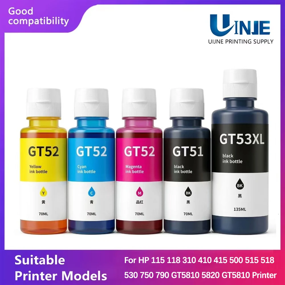 Tinta de recarga GT52 GT53 para HP GT51 GT52 GT53XL, tinta para impresoras HP 115 118 310 410 415 500 515 518 530 750 790 GT5810 5820 5810