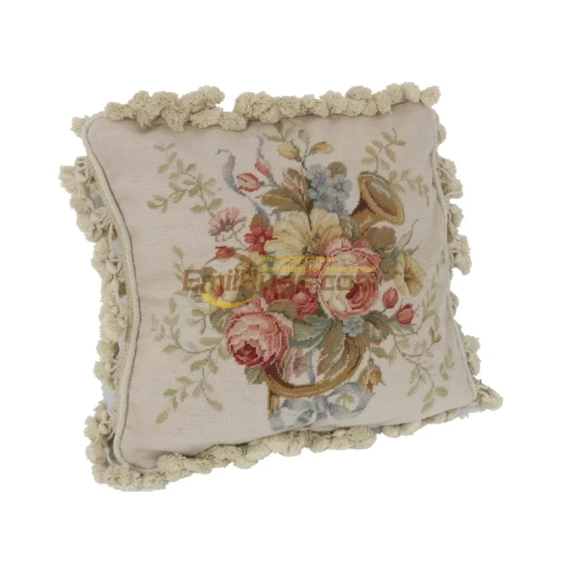 camel needlepoint floral pillow  Collection  woven  Country French soft set hand embroidery thickened embroidered cushions