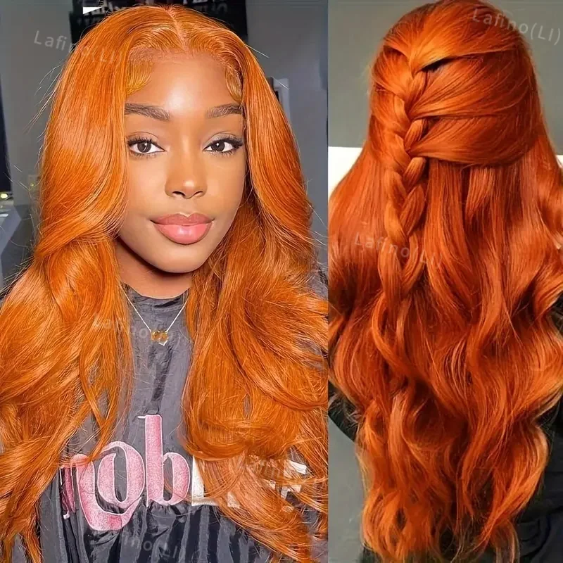 

Orange Ginger 13x6 Hd Lace Frontal Wig Human Hair Body Wave Wigs 100% Human Hair Pre Plucked Colored Human Hair Wigs For Women