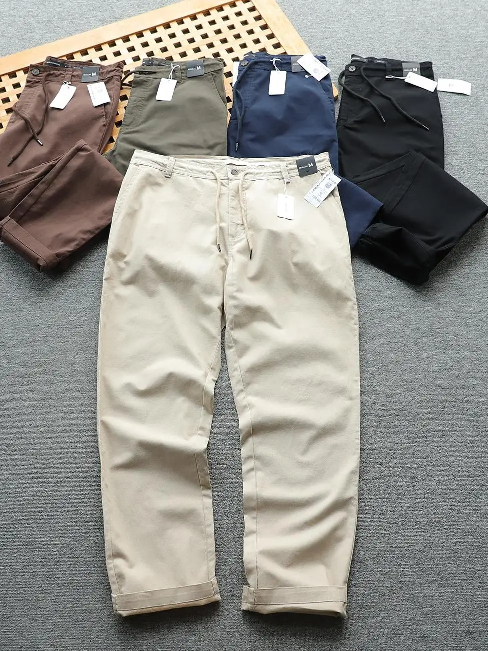 High-End Men's Comfortable Breathable Faionable Linen Casual Pants Waed Cotton Spring Summer Soft Loose Fit Straight Leg