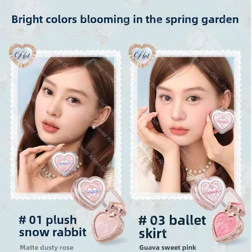 Imagen 2 del producto Rubor de la Colección Bunny Garden de Flower Knows, Maquillaje Facial de Aspecto Natural con Seda Liofilizada, Cosméticos Originales