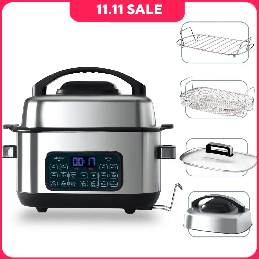 

6.5 QT Slow Cooker, 12-in-1 Removable Cooking Bowl & 12 Pre-Set Programs, Stainless Steel Multi Cooker