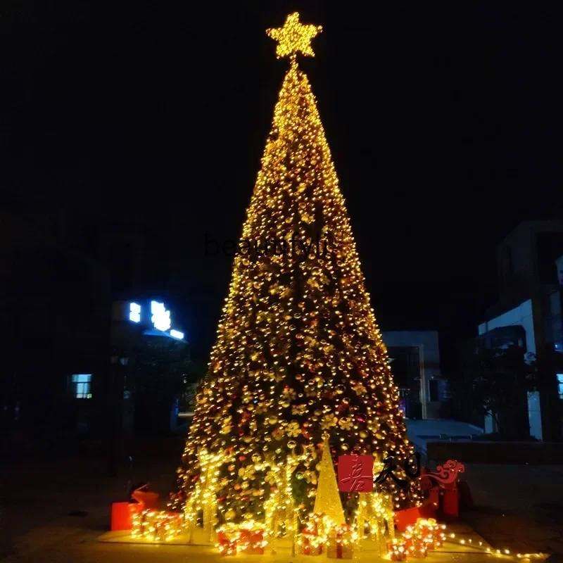 Modern large Christmas tree 4 5 6 7 meters, outdoor luminous Christmas tree set steel frame