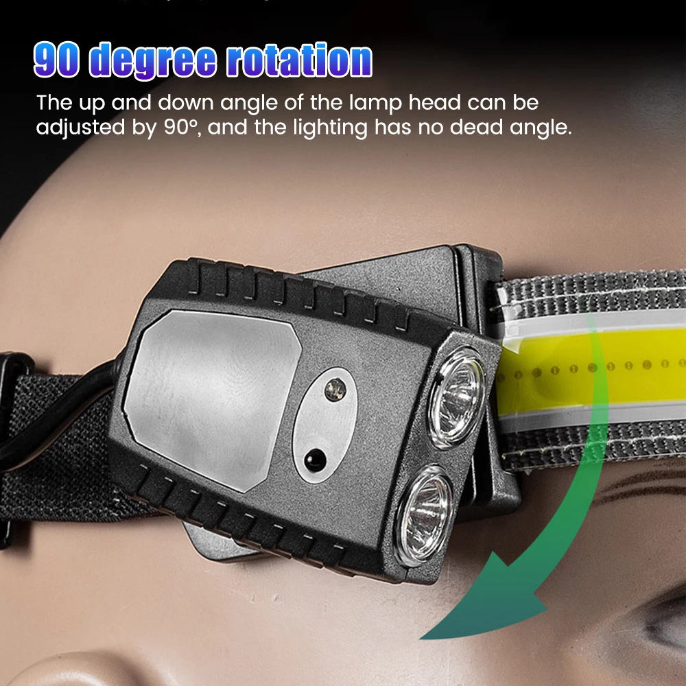 مصابيح أمامية LED كهربائية مثبتة على الرأس، مصابيح أمامية مثبتة على الرأس، شحن USB، معدات خارجية، أضواء ليلية تعمل LED #4