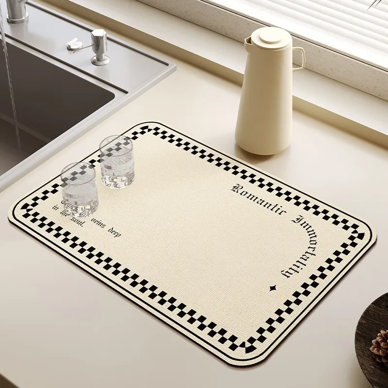 Simple Kitchen Drainage Mat Diatom Mud Desktop Insulation Anti-Slip Mat Anti-Fouling Washable Table Mat Restaurant Decoration