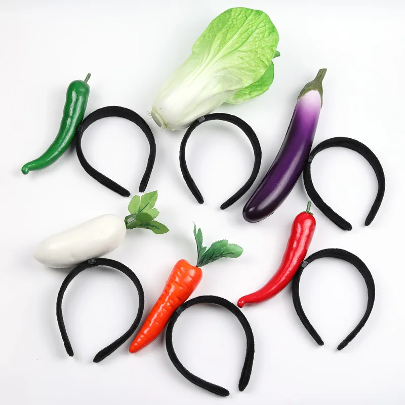 Various Imitation Vegetables Fruit Hamburger Pan Hairband Creative Cute Personality Funny Plush Hair Hoop Headband Accessories