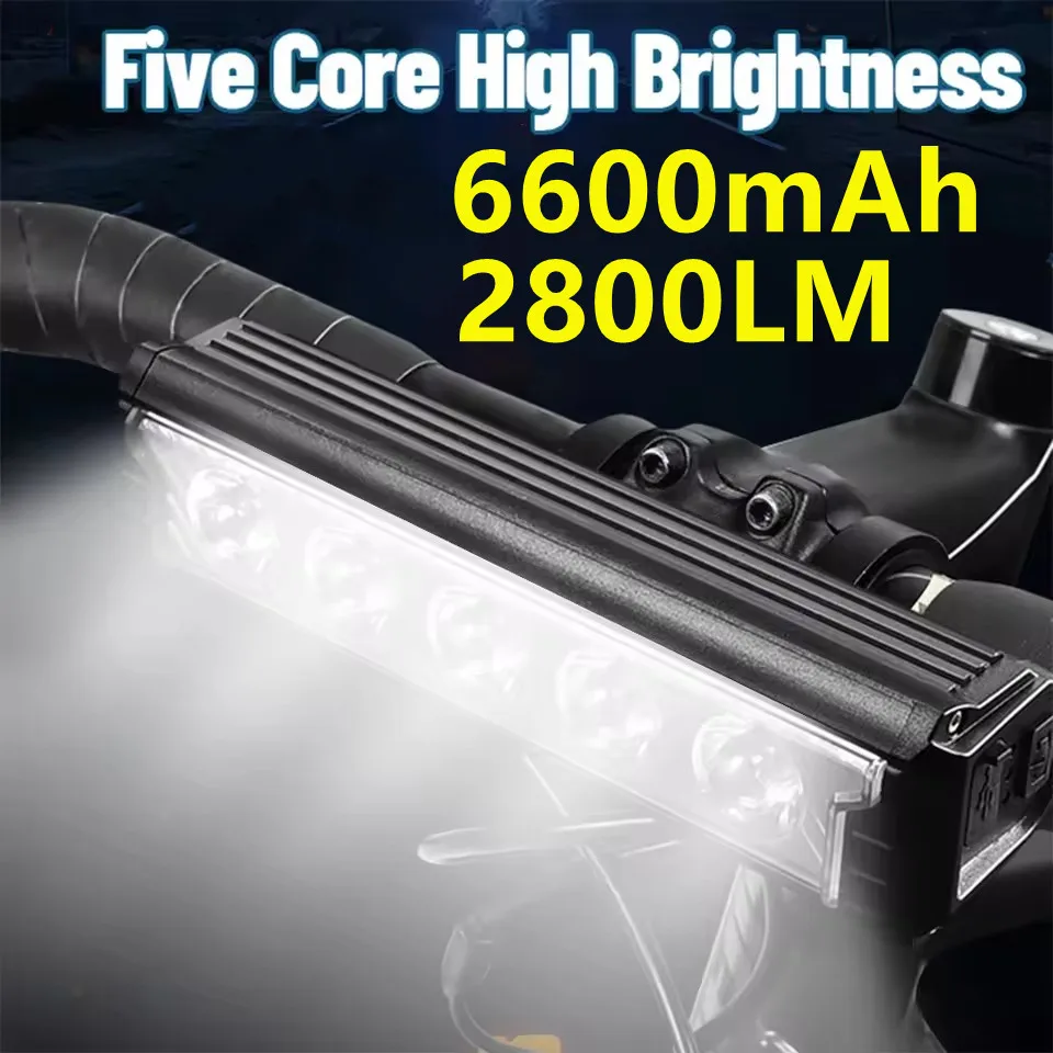 AliExpress NONE Bicycle Light Front Bike Light 2800Lumen 6600mAh Waterproof Flashlight Type-C Charging MTB Road Cycling Lamp Accessories