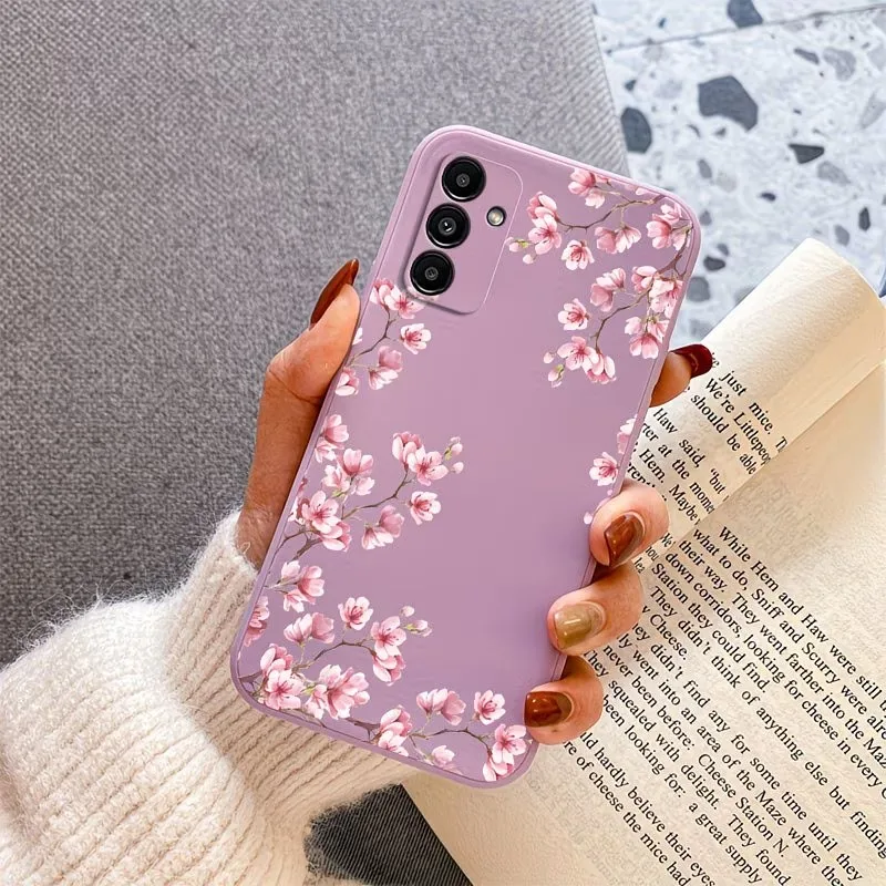Pink Cherry Blossom Branch Print Phone Case For Samsung Galaxy A73 A72 A71 A70 A56 A55 A54 A53 A52 A51 Soft Silicone Back Cover view 4