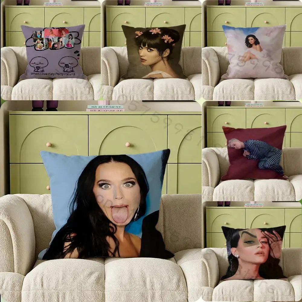 Funny Interesting K-Katy P-Perry Print Throw Pillow Cover Square Cushion Case for Living Room Bedroom Decor