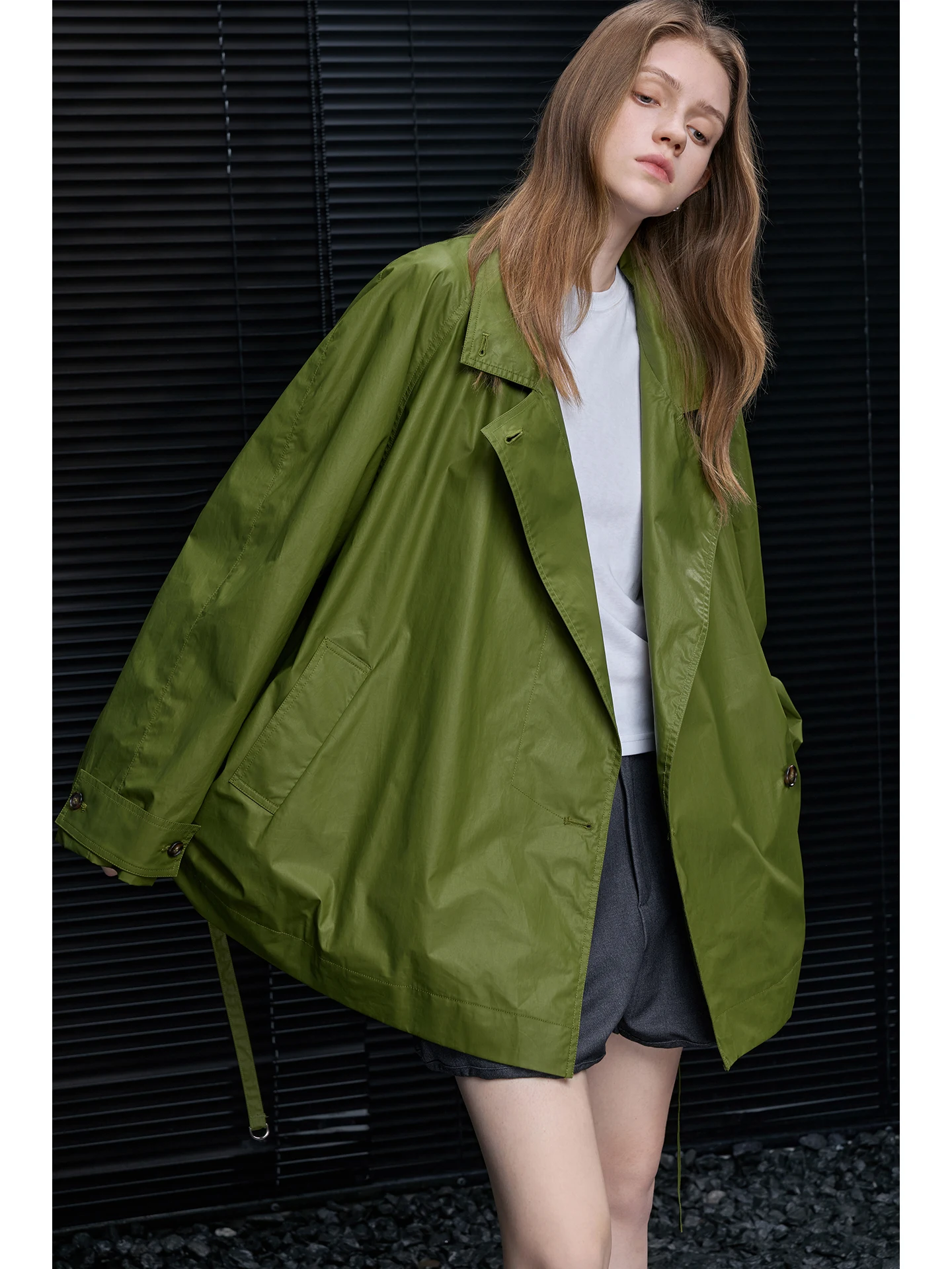 

Pure Cotton Stand Collar Midi Length Jacket Coat Women's Loose Fit Spring 2026 New Style Street Style Casual High Quality