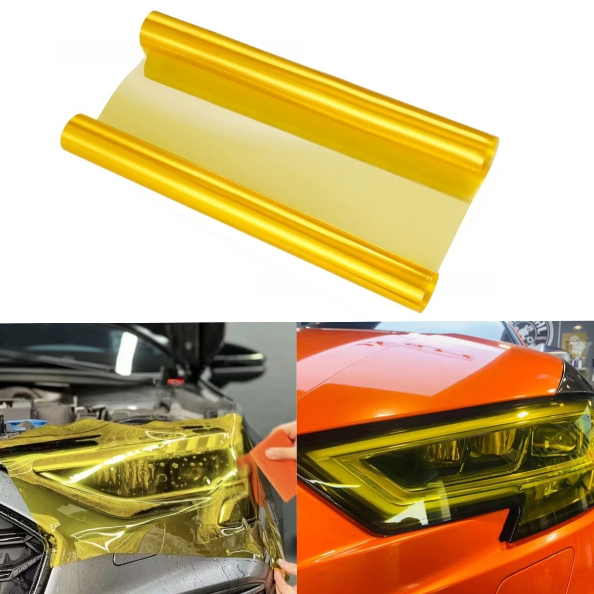 Goldene Gelbe Licht PVC Auto Scheinwerfer Rücklicht Film Nebel Dehnbare Auto Rücklicht Tönung Aufkleber Auto Licht Film Auto Styling